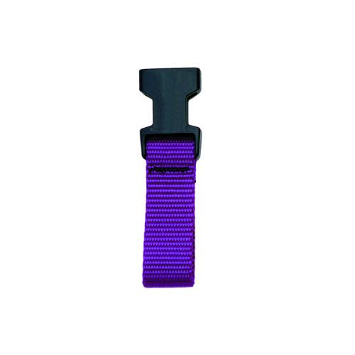 2-inch web loop female connector in purple webbing with black plastic buckle hardware