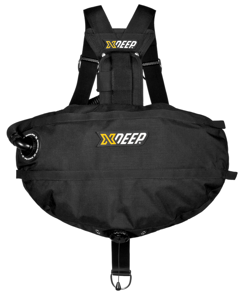 XDEEP STEALTH 2.0 Classic Dual Bladder Sidemount BC Wing Only – rear view showing dual inflator ports and streamlined bladder design