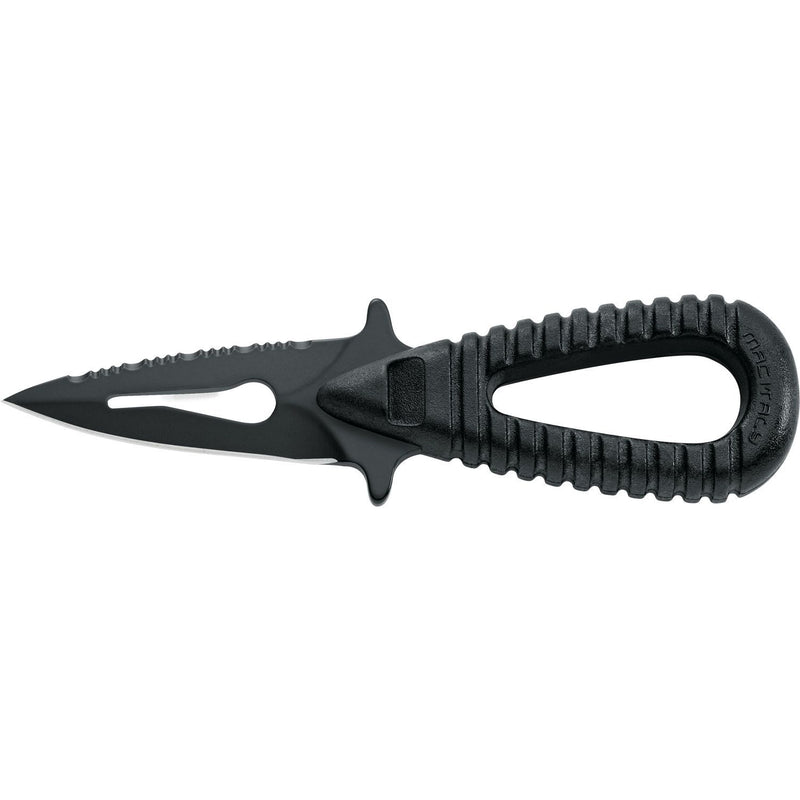 MAC Coltellerie MRS06RA diving knife with serrated blade, black handle and paracord grip