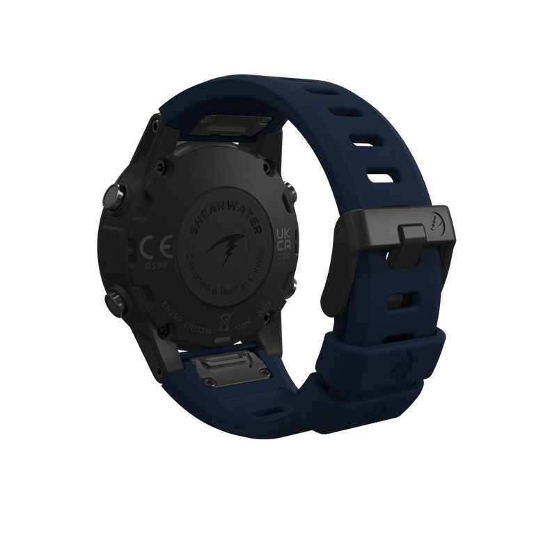 Shearwater Tern TX Dive Computer – Rear Isometric View in Navy Blue