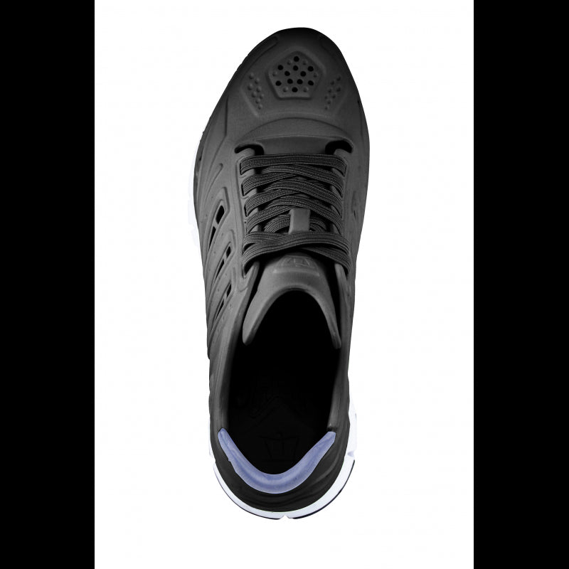 Crosskix APX Midnite athletic shoe top-down view displaying black perforated upper construction with ventilation holes and lace-up closure