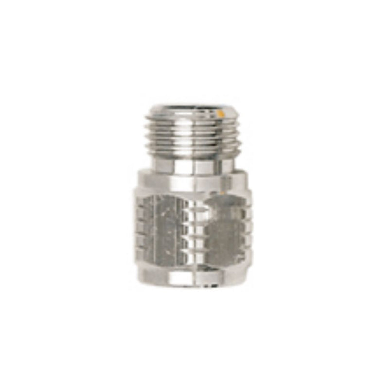 Innovate Scuba Concepts threaded adapter with hexagonal base and chrome finish for scuba equipment connections