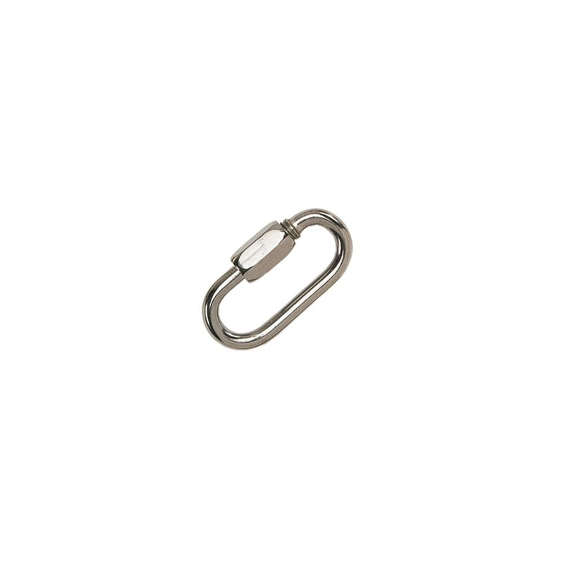 Oval stainless steel quick link connector with screw gate closure for diving equipment