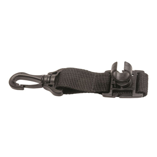 Scuba Hose Holder with Clip Attachment – Black Nylon Strap