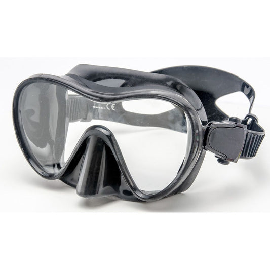 Innovative Scuba Concepts MSF2411 diving mask - black and gray silicone frame with clear tempered glass lenses and adjustable strap