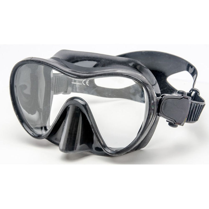 Innovative Scuba Concepts MSF2411 diving mask - black and gray silicone frame with clear tempered glass lenses and adjustable strap