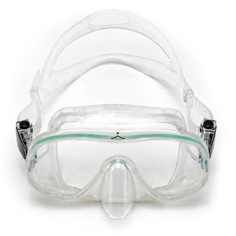 Innovative Scuba Concepts MSF2413 diving mask - clear silicone frame with tempered glass lenses, teal accent trim and adjustable head strap