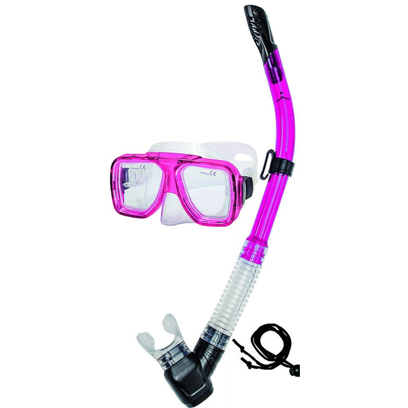 Innovative Scuba Concepts MSF3214 snorkel set - pink/magenta diving mask with matching colored snorkel tube and gear bag