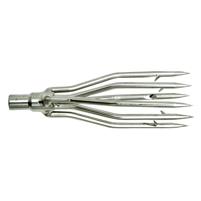 Multi-prong spear tip with stainless steel barbed points for spearfishing - Innovative Scuba Concepts