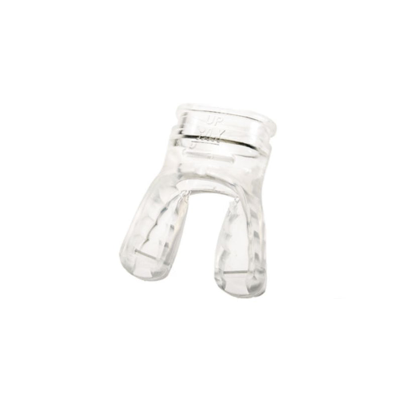 Innovative Scuba Concepts clear silicone scuba mouthpiece with standard bite design.