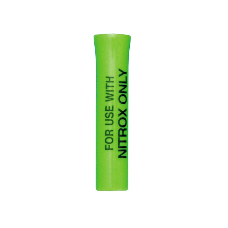 Green scuba hose protector with "For Use With Nitrox Only" text