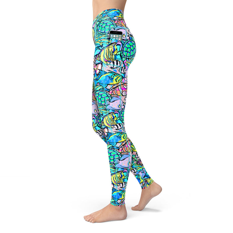 Neon Fish Frenzy Leggings