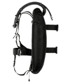 XDEEP ZEOS Standard – front view showing compact wing, continuous harness, and stainless backplate