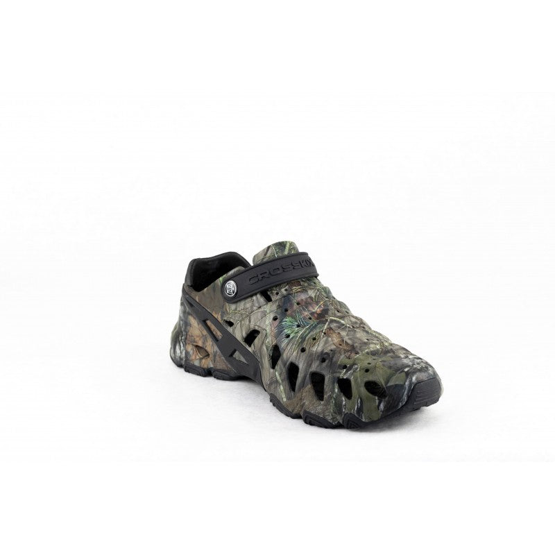 Crosskix 2.0 Break Up Country camouflage shoe right inner side view showing slip-on design and ventilated construction