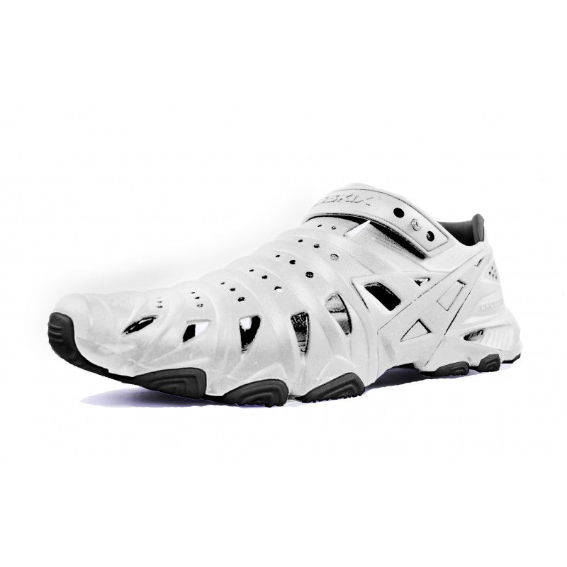 Crosskix 2.0 Whiteout water shoe side profile from opposite angle showing the comprehensive ventilation system and sleek white colorway with black trim