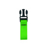 2-inch web loop male connector in bright green webbing with black plastic buckle hardware