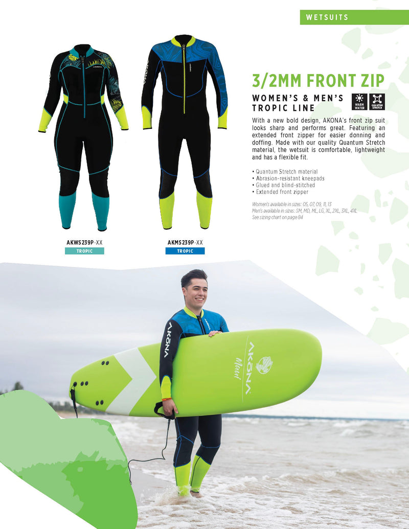 3/2mm Men's Front Zip Tropic Full-Scuba Schools of America