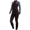 Black and gray wetsuit with pink accents on a white background