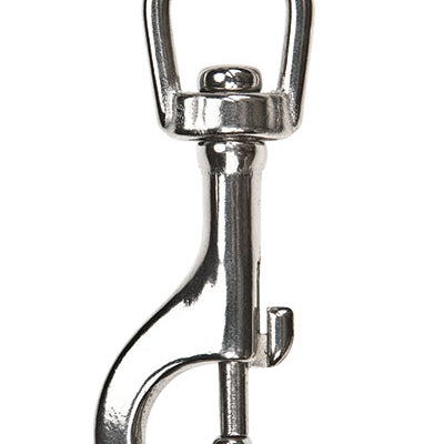 XDEEP single-ended standard bolt snap hook, stainless steel, side view.