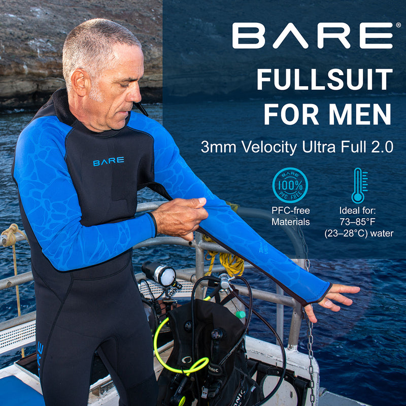 3mm Velocity Ultra 2.0 Full Wetsuit, Thermal Suit for Diving and Snorkeling-Scuba Schools of America
