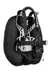 XDEEP NX PROJECT – close-up rear view of backplate, cam bands, and wing profile for twin-tank setup