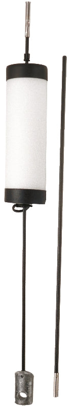 Innovate Scuba Concepts white cylindrical surface marker buoy with black caps, telescoping pole system, and weighted base for diver surface signaling