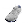 Crosskix APX Greystone athletic shoe three-quarter front view displaying the lace-up closure system, ventilated upper construction, and white midsole with dark outsole elements