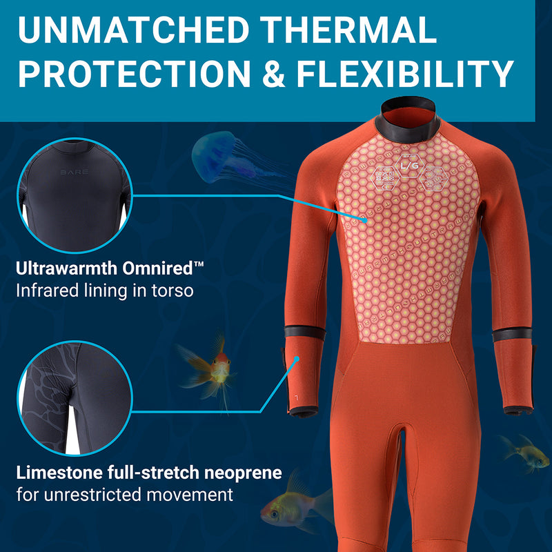 5mm Velocity Ultra 2.0 Full Wetsuit, Thermal Suit for Diving and Snorkeling