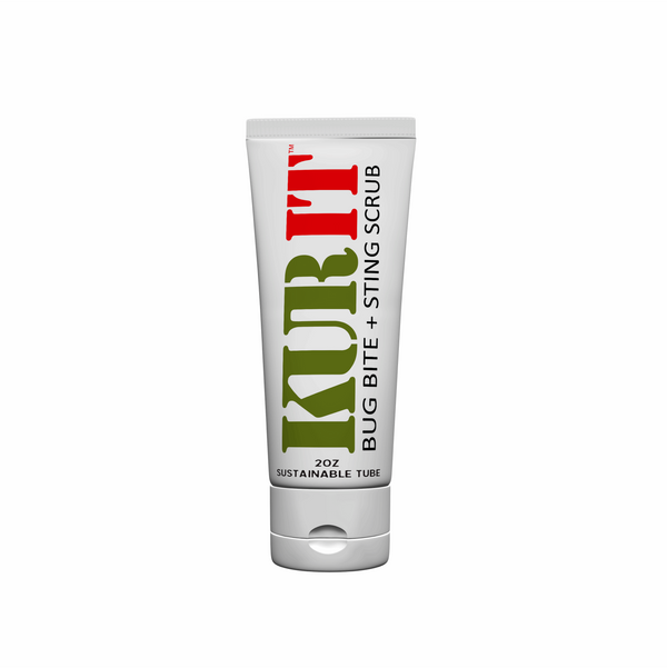 Kurl Bug Bite & Sting Scrub - 20g sustainable tube with red and green labeling for natural bite relief