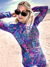 Eco-Friendly Coral Kaleidoscope Contour Rash Guard