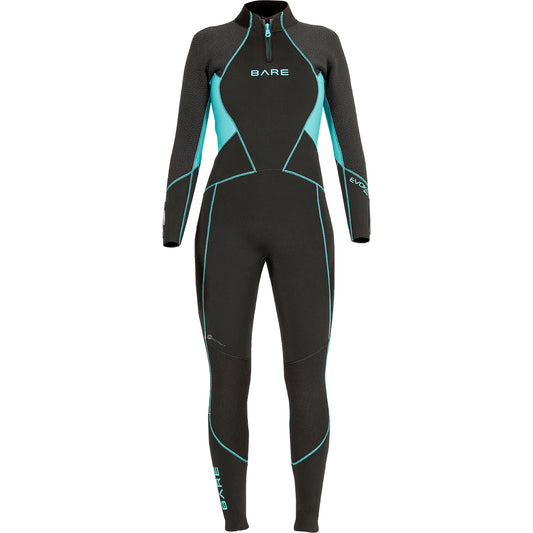 3MM EVOKE WOMENS WETSUIT  FULL - BLK, AQU
