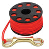 Innovate Scuba Concepts red finger spool with brass double-ended snap hook for diving