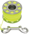 Innovate Scuba Concepts lime green rope spool with stainless steel double-ended snap hook for scuba diving