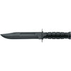 MAC Coltellerie Model 691 tactical knife with grooved black handle and dark coated blade
