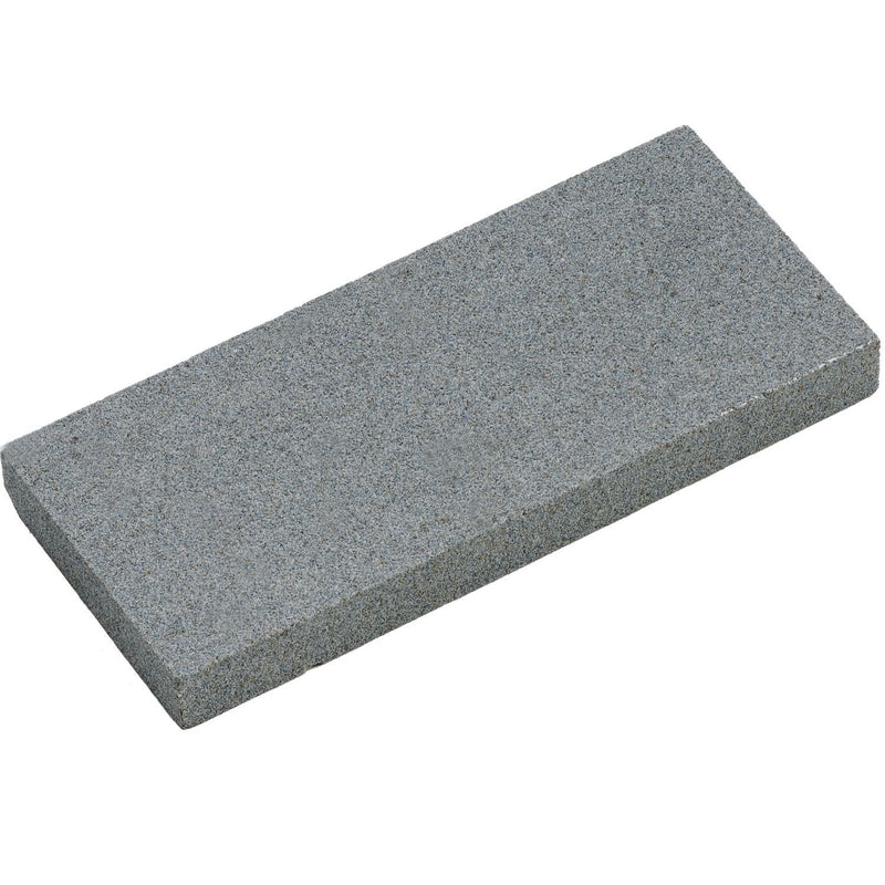 MAC Coltellerie gray rectangular sharpening stone - medium grit whetstone shown from angle view