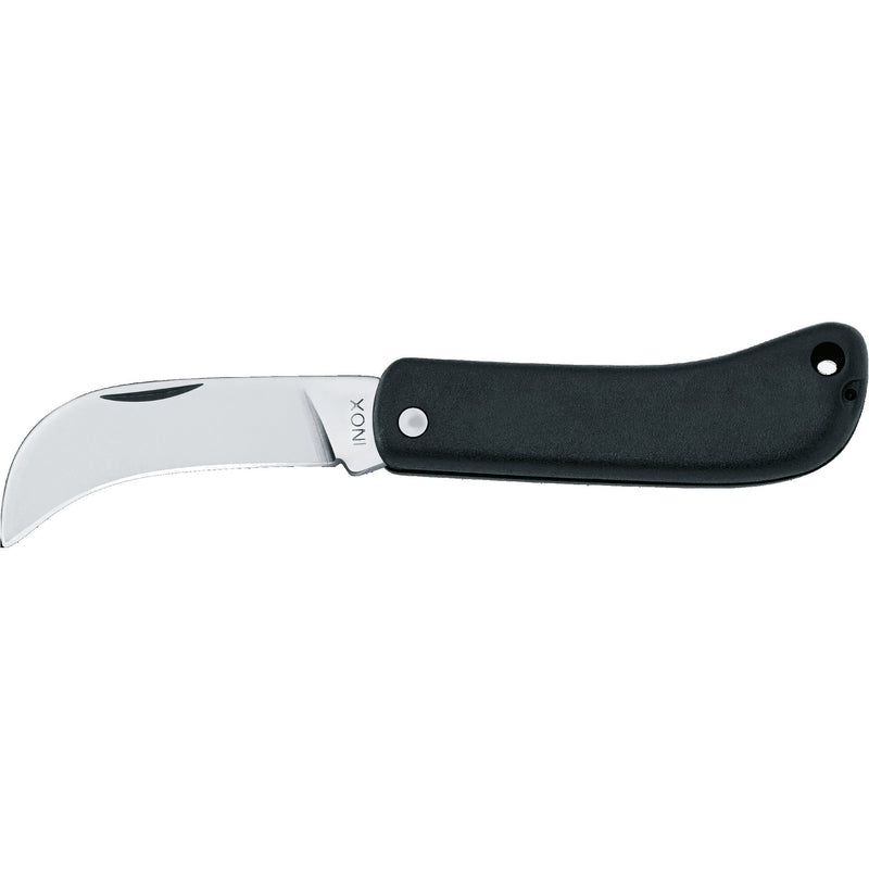 MAC Coltellerie A115N stainless steel folding knife with black handle, compact design with thumb hole
