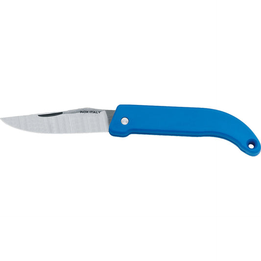 MAC Coltellerie folding knife with blue handle and stainless steel blade, INOX ITALY marking visible