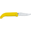 MAC Coltellerie serrated paring knife with yellow handle and stainless steel blade