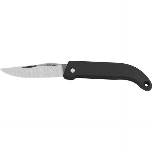 MAC Coltellerie folding knife with black handle and stainless steel blade, INOX ITALY marking visible