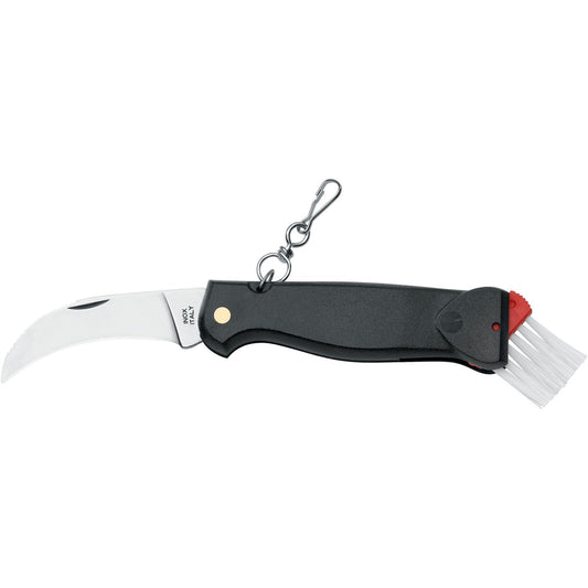 MAC Coltellerie compact folding knife with black handle, keychain attachment, and stainless steel blade in closed position