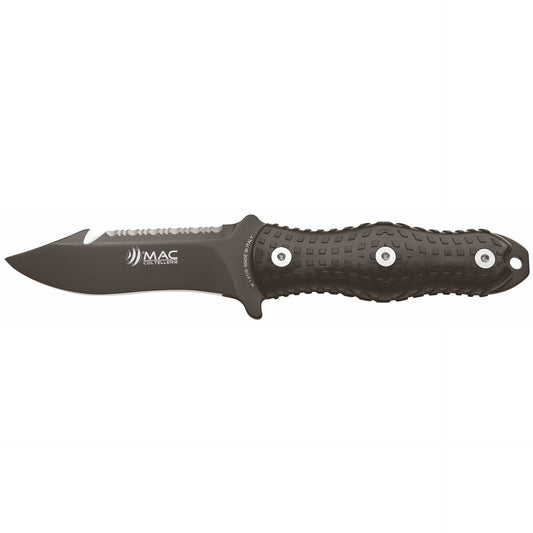 MAC Coltellerie folding knife with black textured handle scales and stainless steel blade