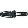 MAC Coltellerie tactical knife with black serrated blade in black tactical sheath with mounting system