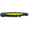 MAC Coltellerie tactical knife in black polymer sheath with yellow accent, showing sheathed configuration