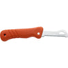 MAC Coltellerie orange ergonomic rescue knife with serrated blade, side view