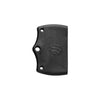 Black knife handle scale with MAC Coltellerie logo and mounting holes - 3 hole configuration
