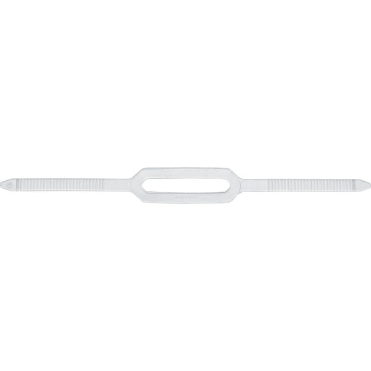 Stainless steel knife blade tang with mounting holes and serrated edge