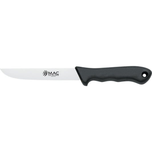 MAC Coltellerie stainless steel kitchen knife with black ergonomic handle and lanyard hole