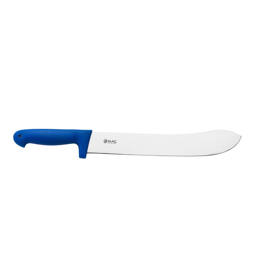 MAC Coltellerie carving knife with blue handle and long thin stainless steel blade
