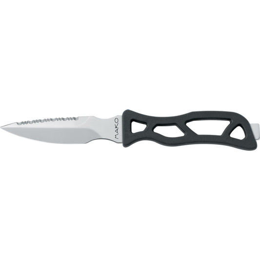MAC Coltellerie MAK11N diving knife with serrated stainless steel blade and ergonomic black handle