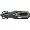 MAC Coltellerie diving knife back view showing black polymer sheath with tan/beige handle insert and belt clips